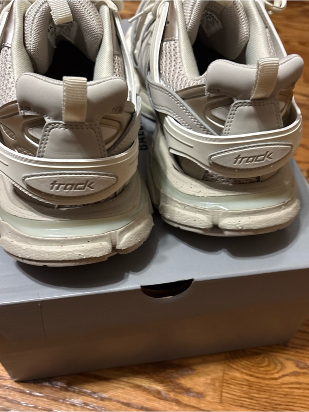 Balenciaga Neutral Layered Track Sneakers in Beige - Picture 4 of 7